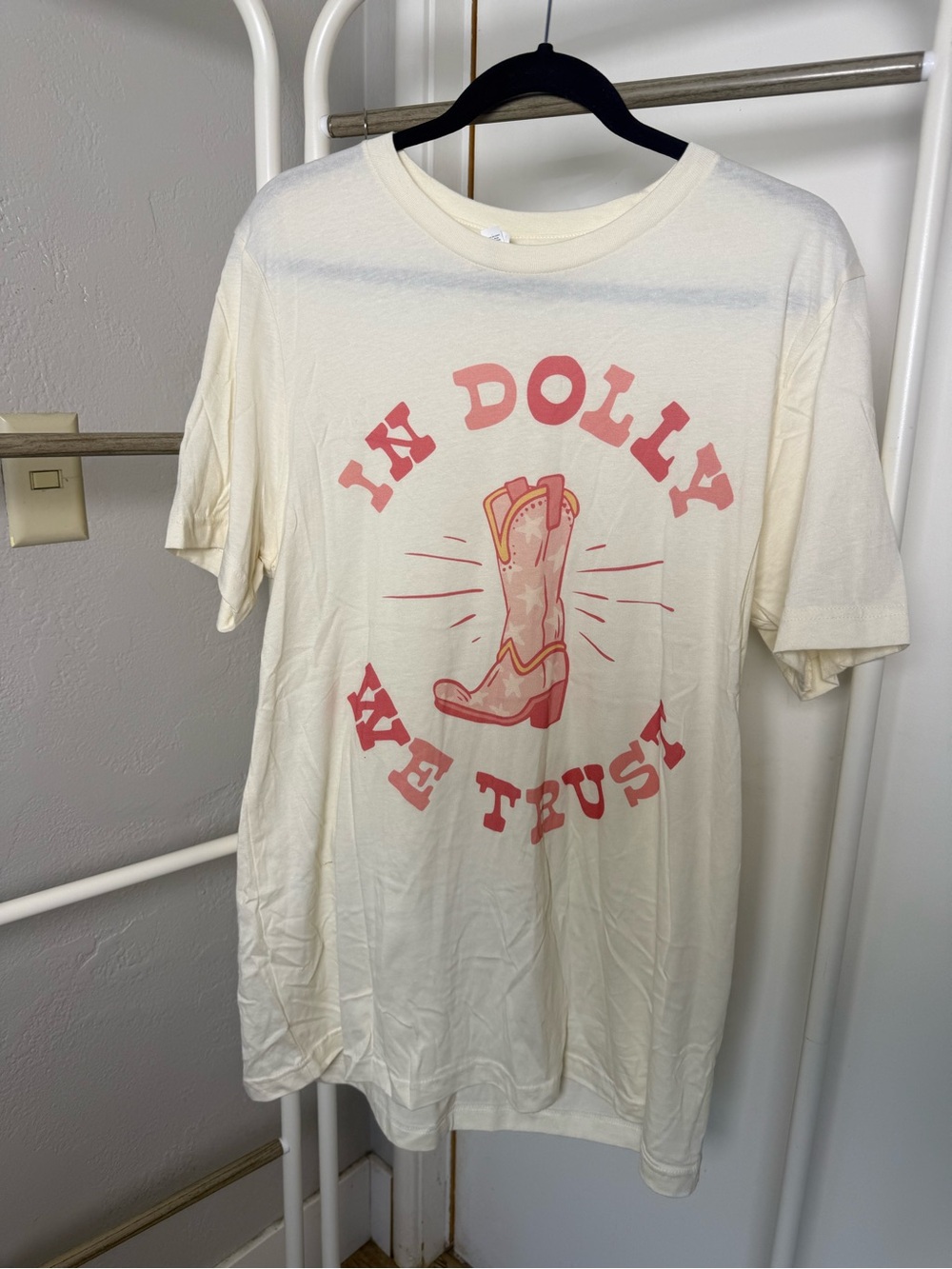 Three Bird Nest Cream Tee with Pink Cowboy Boot Graphic